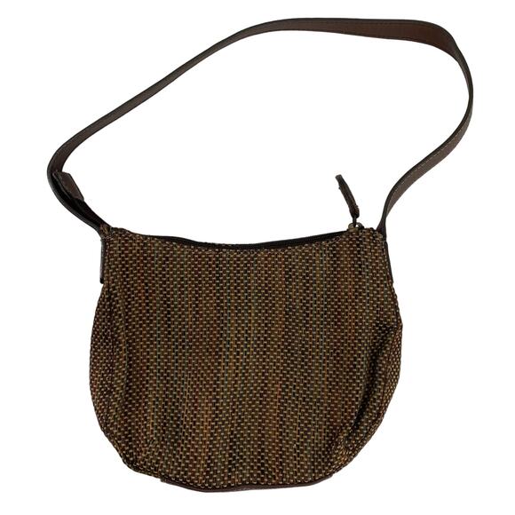 VTG Fossil Woven Shoulder multicolor Leather Handle  zip closure purse handbag - Picture 1 of 8
